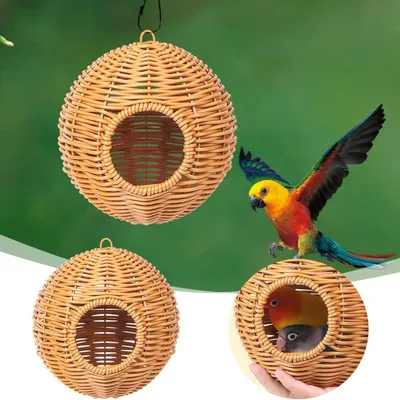 MCBOSON Nichoir Rotin Tissé Suspendu Perruches Canaris Petits Oiseaux