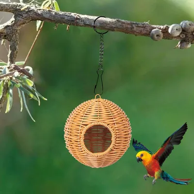 MCBOSON Nichoir Rotin Tissé Suspendu Perruches Canaris Petits Oiseaux
