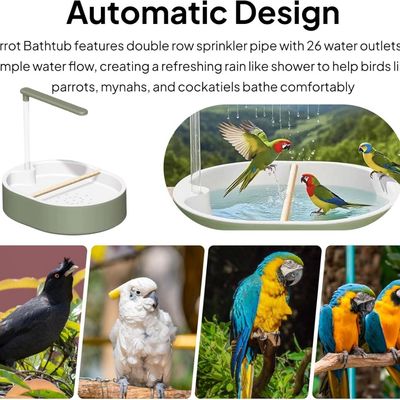 MCBOSON Baignoire Automatique Intérieure Oiseaux Moyens Conures Perroquets