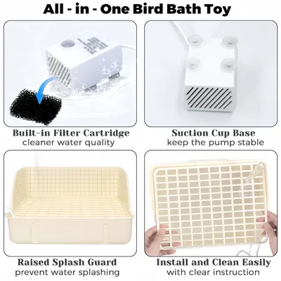 FurryFusion Baignoire automatique pour perroquets