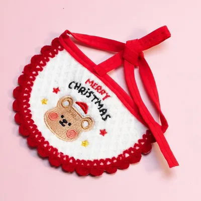 FurryFusion Weihnachtsstirnband mit Teddybärstickerei für Hunde und Katzen