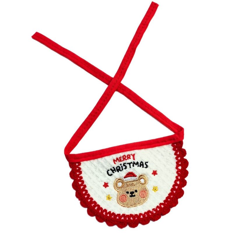 FurryFusion Weihnachtsstirnband mit Teddybärstickerei für Hunde und Katzen