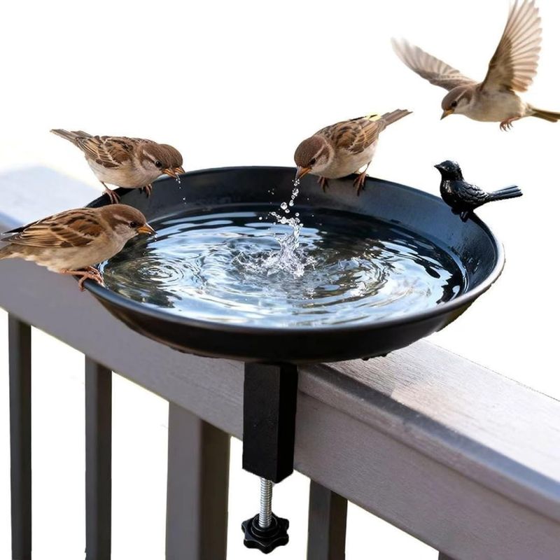 MCBOSON Bain Mangeoire Oiseaux Suspendue Fonte Antigel