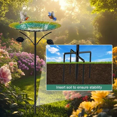 HausPets Abreuvoir/Bain d'oiseaux Extérieur Métal Vert 83cm