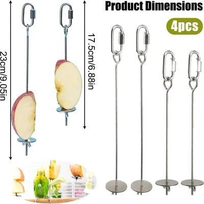 MCBOSON Lot de 4 Brochettes Porte-Nourritures Inox pour Oiseaux