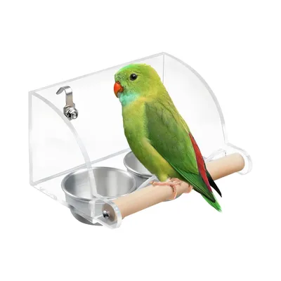MCBOSON Ensemble de Gamelles pour Perroquets Acier Inoxydable + Bois