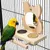 MCBOSON Ensemble Alimentation pour Oiseaux : Bol Inox, Cadre Bois & Miroir