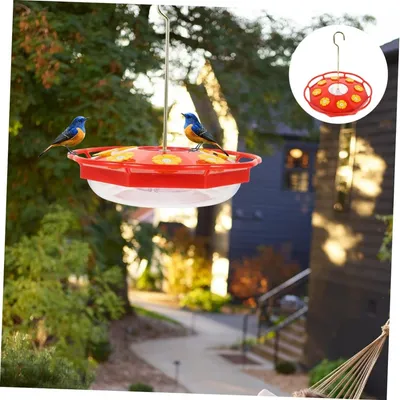 MCBOSON Abreuvoir suspendue design fleur rouge colibris