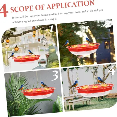 MCBOSON Abreuvoir suspendue design fleur rouge colibris