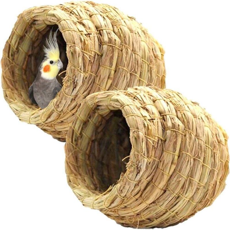 MCBOSON 1 Stück Handgemachtes Natürliches Stroh-Vogelnester 12cm