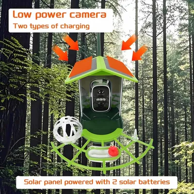 MCBOSON Mangeoire à Oiseaux Solaire 4G Caméra HD Reconnaissance IA 128Go