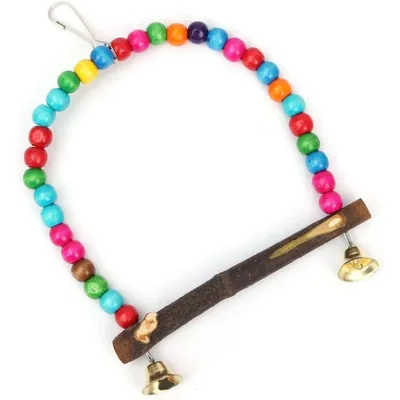 PetTribes - Jouet Balançoire en Bois pour Oiseau avec Clochette