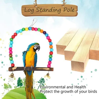 PetTribes - Jouet Balançoire en Bois pour Oiseau avec Clochette