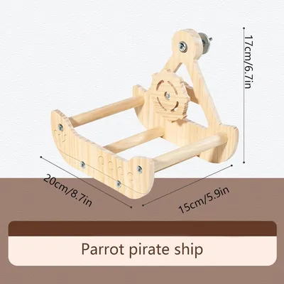 HausPets Perchoir Bateau Pirate en bois pour petits oiseaux