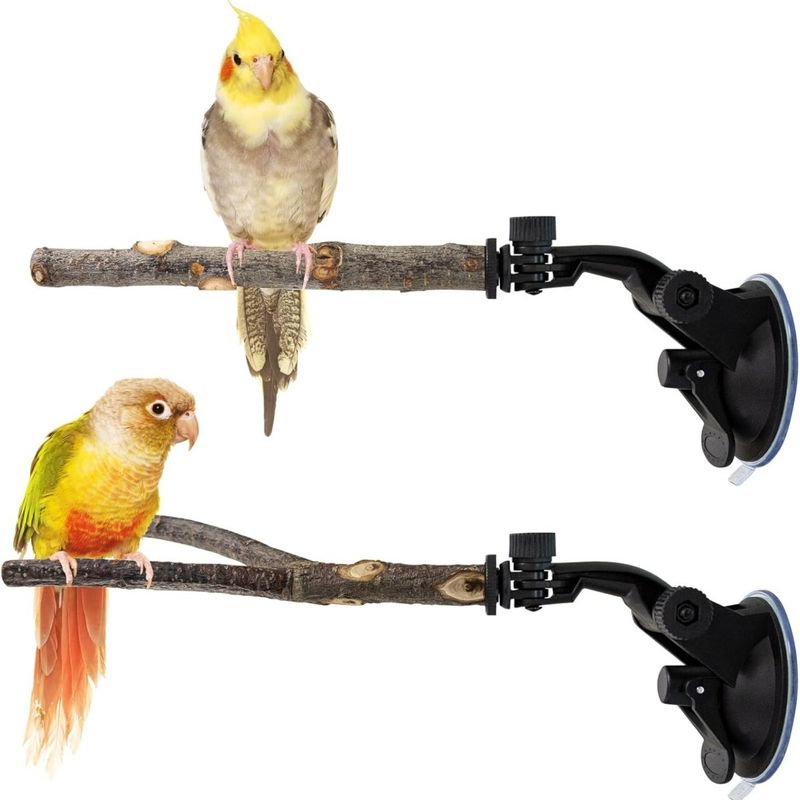 MCBOSON Lot de 2 Perchoirs Perroquet Ventouses