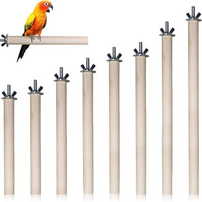 MCBOSON Lot de 8 Perchoirs Oiseaux Bois Naturel