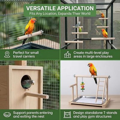 MCBOSON Lot de 8 Perchoirs Oiseaux Bois Naturel
