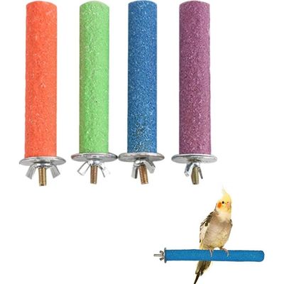 PetTribes - 4 Perchoirs Bois pour Cage Oiseaux Perruches Canaris