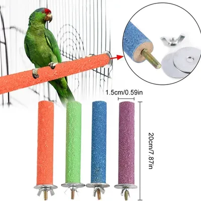 PetTribes - 4 Perchoirs Bois pour Cage Oiseaux Perruches Canaris