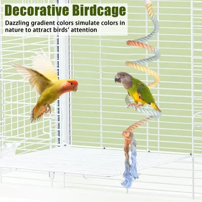 MCBOSON Perchoir en Corde Chanvre Dégradé Pliable pour Oiseaux