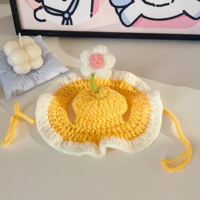 PetTribe Chapeau Tricoté Animal, Motif Plantule Pâques - Jaune PetTribe Chapeau Tricoté Animal, Motif Plantule Pâques - Jaune