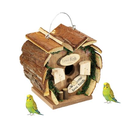 MCBOSON Nichoir en Bois Forme de Cœur à Suspendre