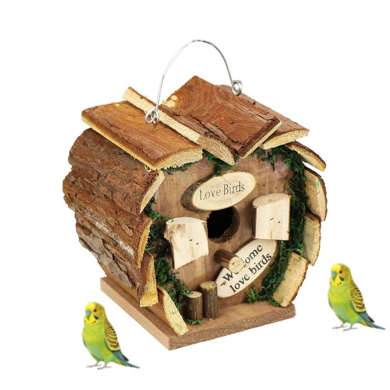 MCBOSON Hängendes Holz-Vogelnester Herzform 17x12x17cm