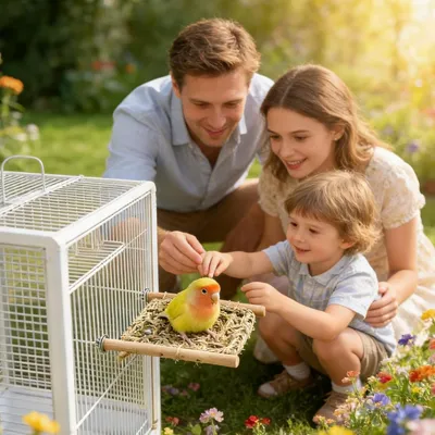 MCBOSON Échelle Cage Oiseaux, Perchoir Bois & Jonc de Mer