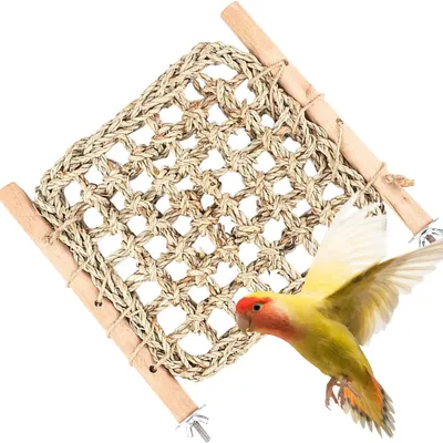 MCBOSON Échelle Cage Oiseaux, Perchoir Bois & Jonc de Mer