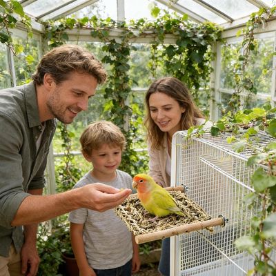 MCBOSON Échelle Cage Oiseaux, Perchoir Bois & Jonc de Mer