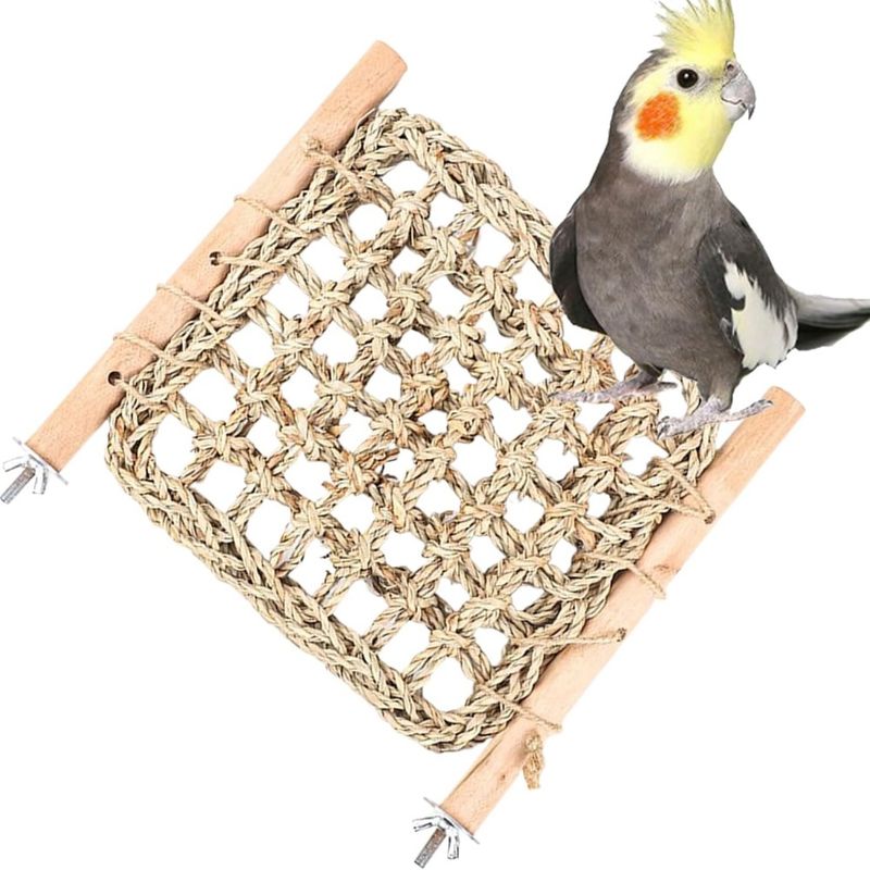 MCBOSON Échelle Cage Oiseaux, Perchoir Bois & Jonc de Mer