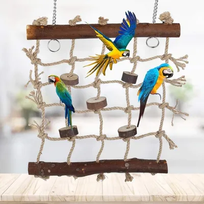 HausPets Hamac à échelle en bois pour oiseaux