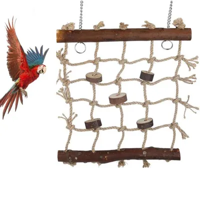 HausPets Hamac à échelle en bois pour oiseaux
