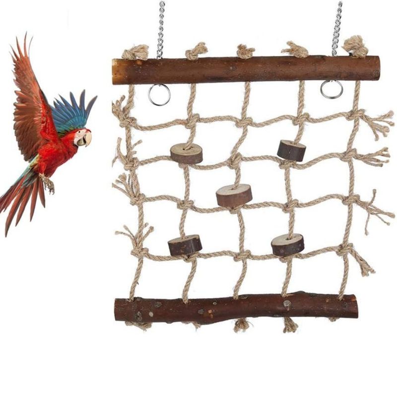 HausPets Hamac à échelle en bois pour oiseaux