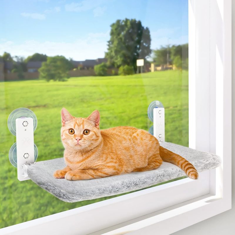 Hamac pour chat sans fil, avec 4 ventouses, pliable et