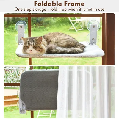 Hamac pour chat sans fil, avec 4 ventouses, pliable et