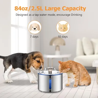 Applicable à BOORCA Fontaine chat acier inox 304 2,5L ultra silencieuse