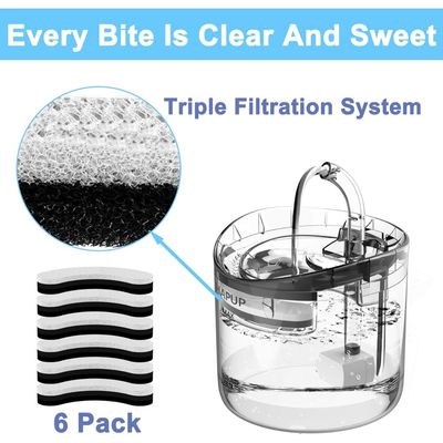 Applicable à HAPUP Lot 6 filtres pour fontaine chat 1,8L triple filtration
