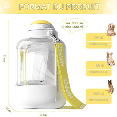 ZooVenture Gourde Voyage Chien - 1000ml, Nourriture, Étanche ZooVenture Gourde Voyage Chien - 1000ml, Nourriture, Étanche