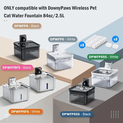 Applicable à DownyPaws Lot 8 filtres pour fontaine à eau DPWFP6 2,5L Applicable à DownyPaws Lot 8 filtres pour fontaine à eau DPWFP6 2,5L
