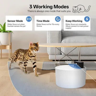 Zoomtopia Fontaine chat céramique 2,2L sans fil détecteur mouvement Zoomtopia Fontaine chat céramique 2,2L sans fil détecteur mouvement
