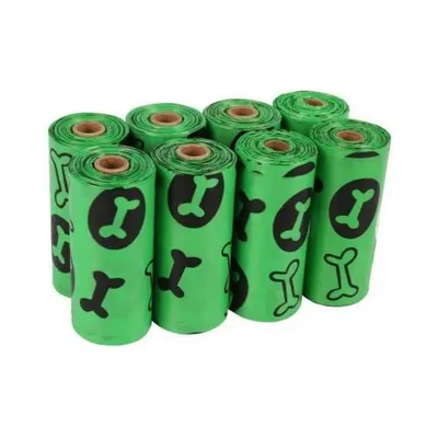MCBOSON Lot de 8 sacs déjections canines biodégradables vert forme os MCBOSON Lot de 8 sacs déjections canines biodégradables vert forme os