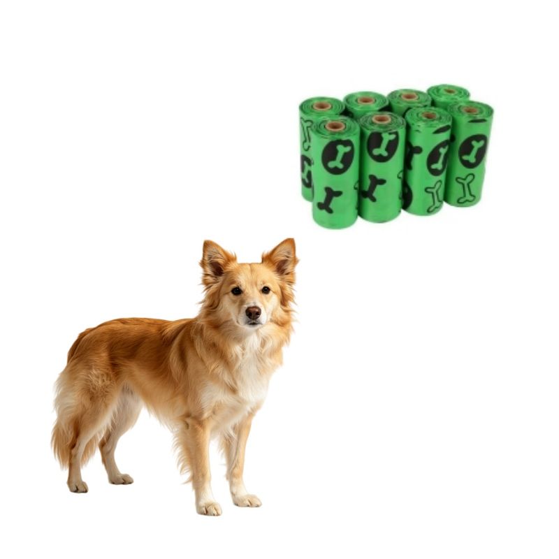 MCBOSON Lot de 8 sacs déjections canines biodégradables vert forme os