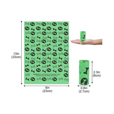 MCBOSON Lot de 8 sacs déjections canines biodégradables vert forme os