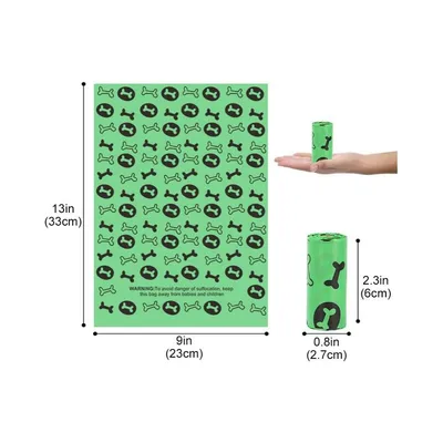 MCBOSON Lot de 8 sacs déjections canines biodégradables vert forme os MCBOSON Lot de 8 sacs déjections canines biodégradables vert forme os