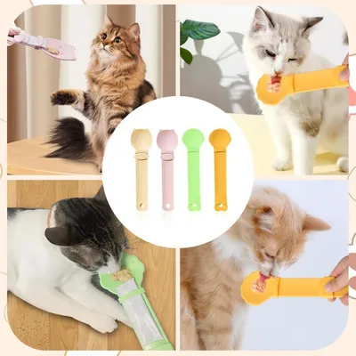 PetTribes Lot de 4 Cuillères Distributeurs Pâtés Chat, Pressoir PetTribes Lot de 4 Cuillères Distributeurs Pâtés Chat, Pressoir