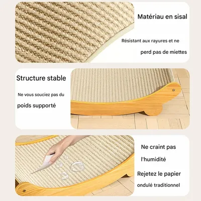 HausPets Nid pour chat en bois avec griffeuse amovible
