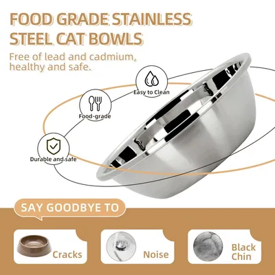 PetTribes Bol Chat Élevé, Lot 2 Inox Anti-Fatigue Moustaches, Blanc PetTribes Bol Chat Élevé, Lot 2 Inox Anti-Fatigue Moustaches, Blanc