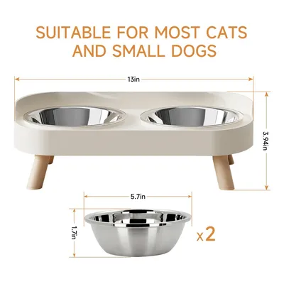 PetTribes Bol Chat Élevé, Lot 2 Inox Anti-Fatigue Moustaches, Blanc PetTribes Bol Chat Élevé, Lot 2 Inox Anti-Fatigue Moustaches, Blanc