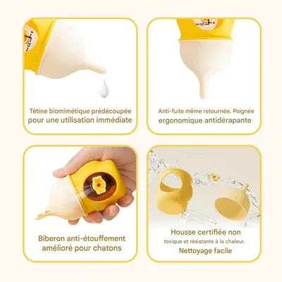 FurryFusion Biberon en silicone pour chiots et chatons FurryFusion Biberon en silicone pour chiots et chatons